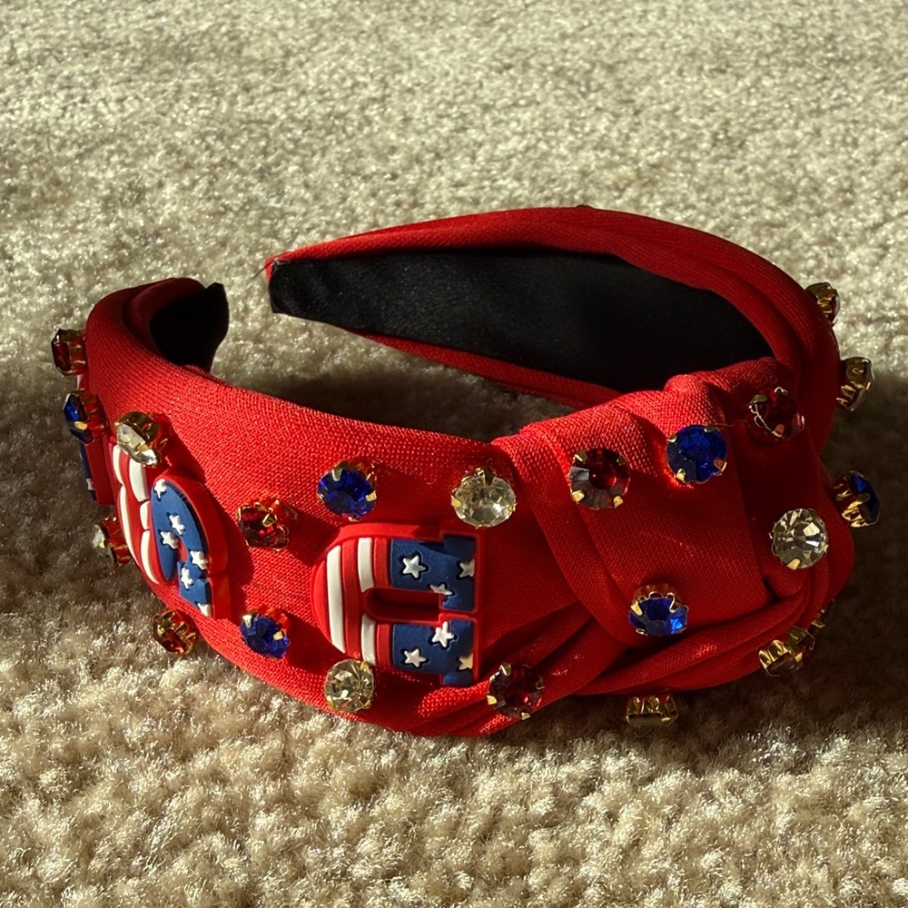 Red Embellished USA Headband
